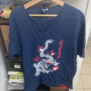 Y2K Blue T-Shirt with Dragon Design